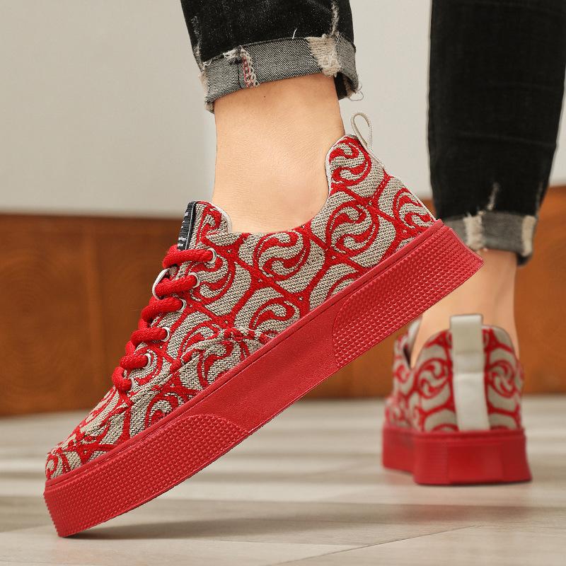 Кроссовки из парусины для мужчин, модные, весна-осень, повседневные, мужские туфли на платформе, на шнуровке, нескользящие, износостойкие, спортивная обувь