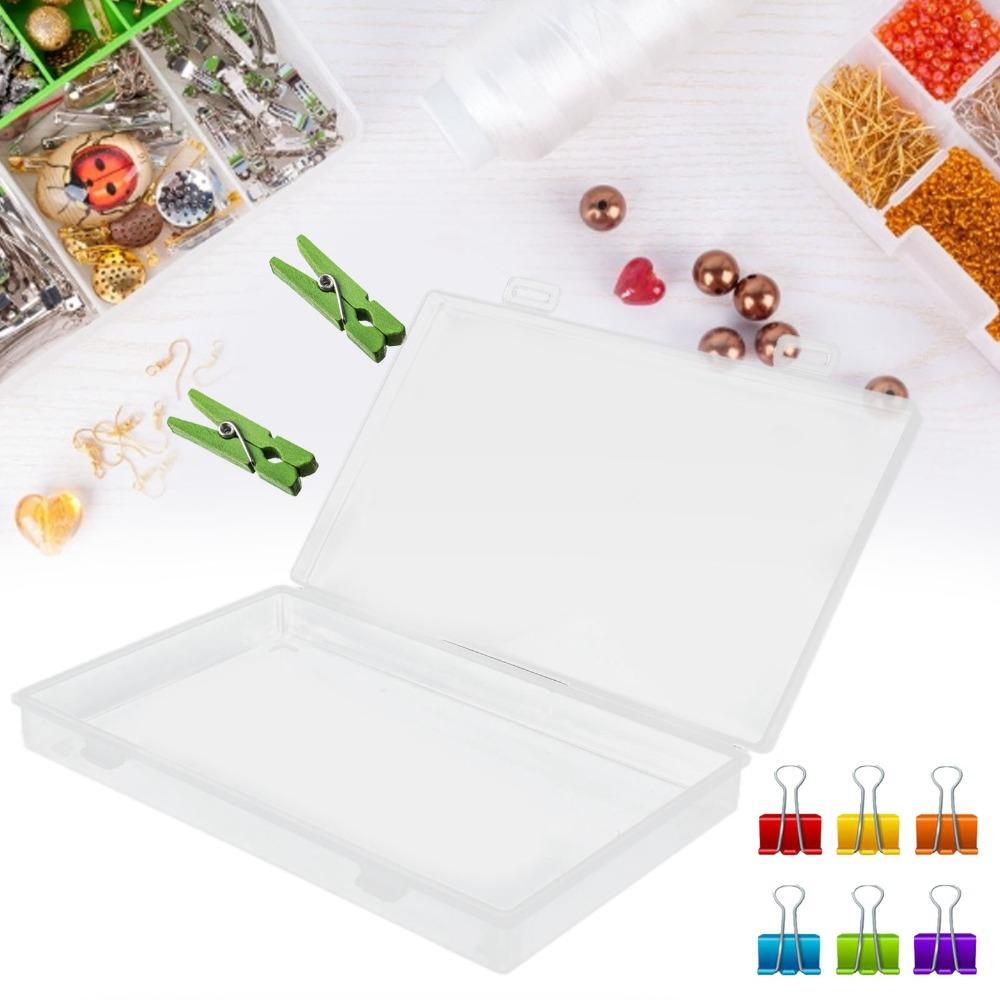 4pcs Flap Lid Transparent Plastic Box Transparent Multipurpose Storage Box  Office Supplies