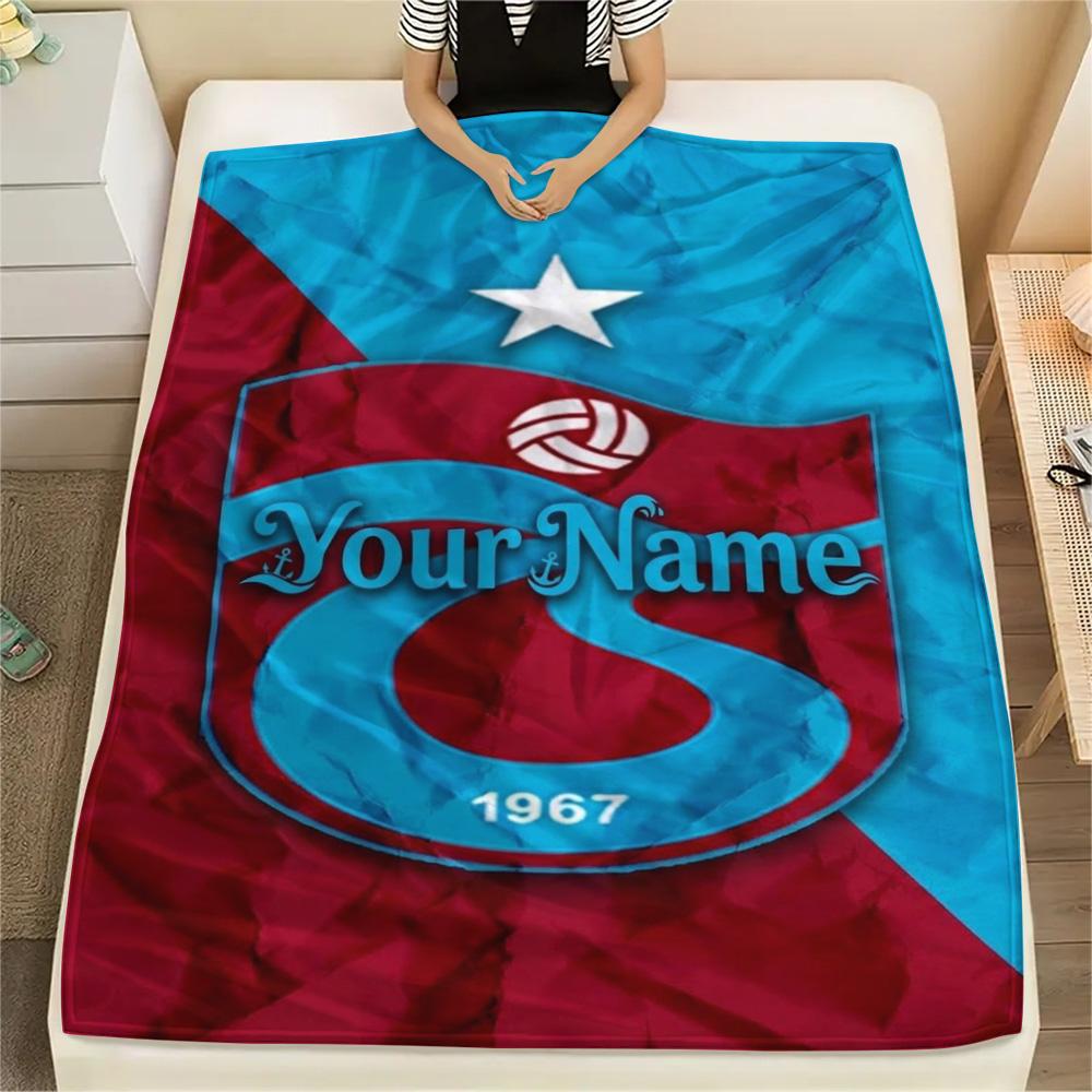 1PC Star Soccer Emblem Custom Name Patterned Flannel Blanket Suitable For All Seasons For Home Decor Warmth And Comfort Gifts Holiday Present