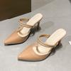 2025 новая сумка голова сандалии туфли-стилеты на высоком каблуке остроносые одинарные туфли мода с юбкой римские крутые шлепанцы рабочая обувь