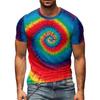 Summer Round Neck 3D Psychedelic Swirl Pattern Print Top Fashionable Casual Short Sleeved Men's T-shirts