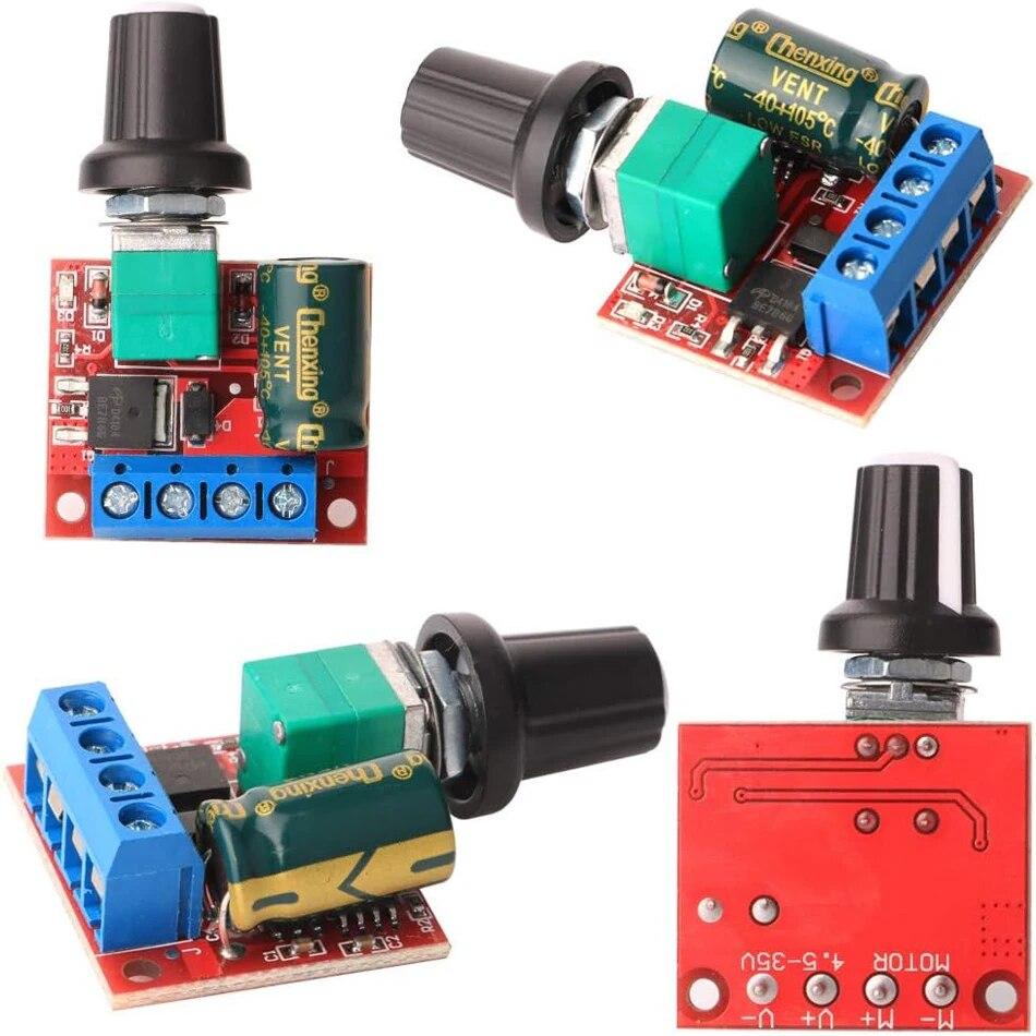 3 шт. Мини DC Motor PWM контроллер скорости, DC 5V-35V 5A модуль переключателя скорости, 6V 12V 24V переменный регулятор напряжения