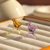 Cute Flowers Finger Ring Handmade Glass Coloured Glaze Ring Overlay Bird Ring Hipster