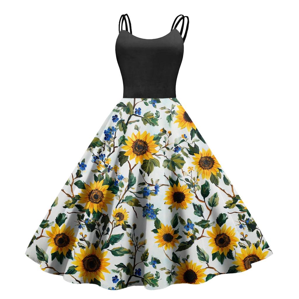 Women's Casual Fashion Print Sexy Off Shoulder Punk Retro Dress Retro Dress Dress