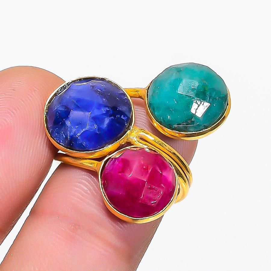 Blue Jade, Jade Gemstone Handmade 925 Sterling Silver Jewelry Ring Size 6.5 KJ-1620
