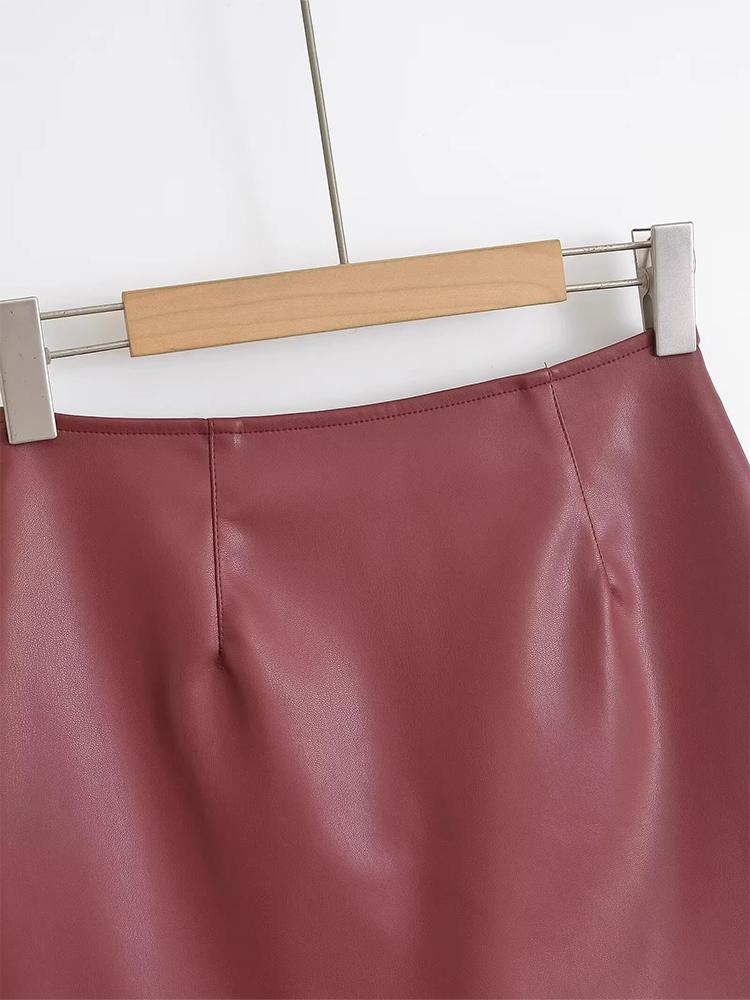 Мини-юбки из искусственной кожи, элегантные корейские модные черные юбки из искусственной кожи для женщин, юбка с высокой талией, юбка на молнии с шортами