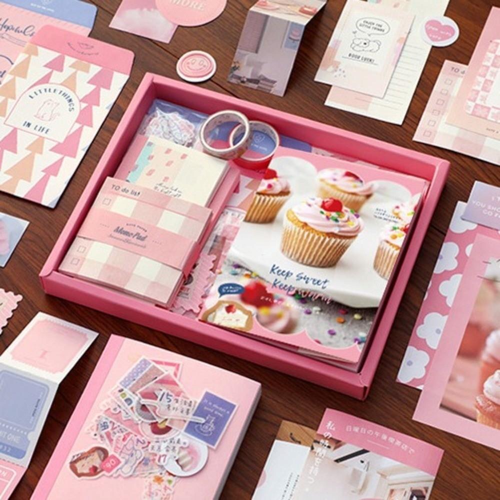 155Pcs/set Thickened Handbook Gift Box Set Exquisite Literary Vintage Notebook Set Collage Stickers
