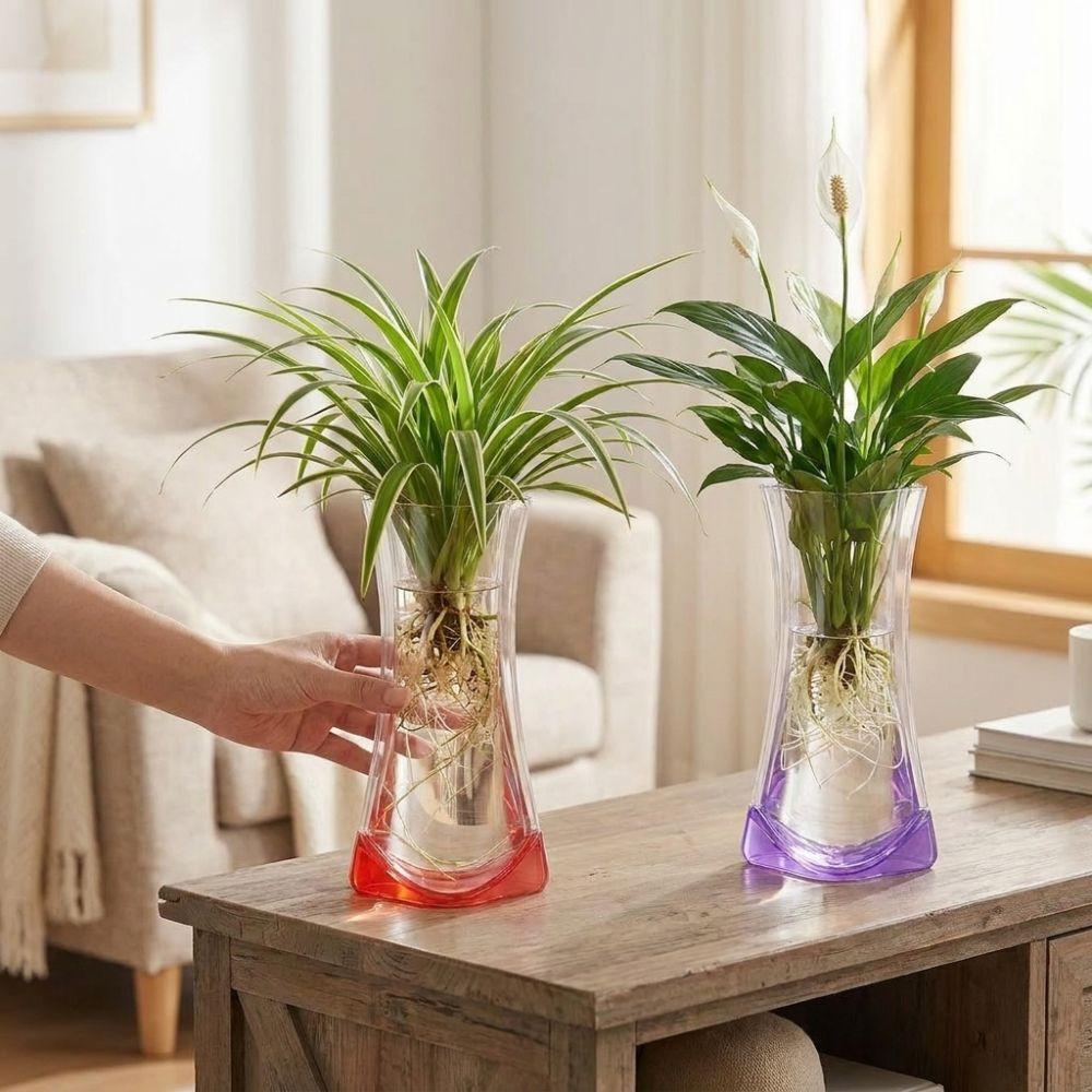 5Pcs Shatterproof Clear PVC Flower Vase Folding Plant Containers Easy To Clean Expandable Vase Room