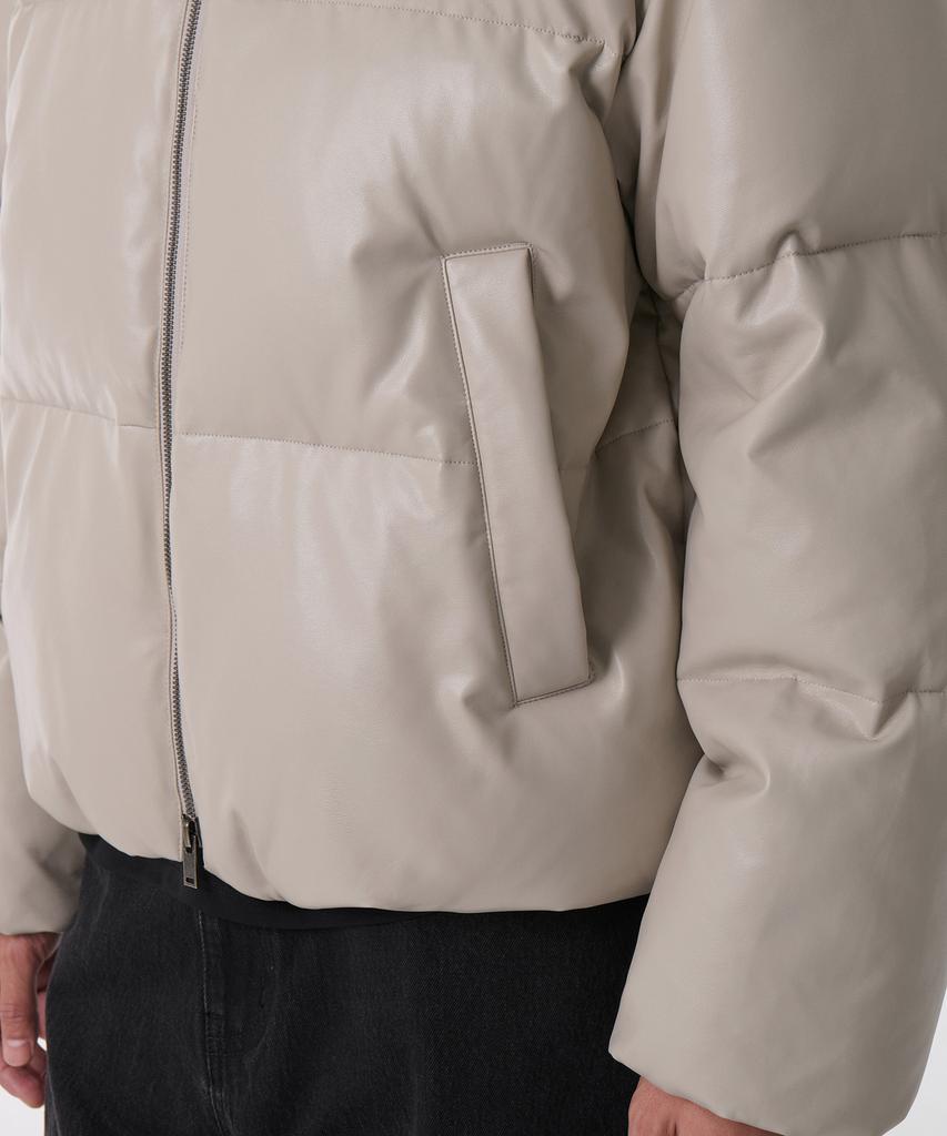 Musinsa Standard Synthetic Leather Puffer Short Padded Jacket [Light Beige]
