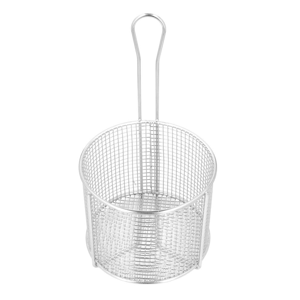 Корзина для жарки из нержавеющей стали, многоразовая круглая корзина для жарки картофеля фри с ручкой для сервировки