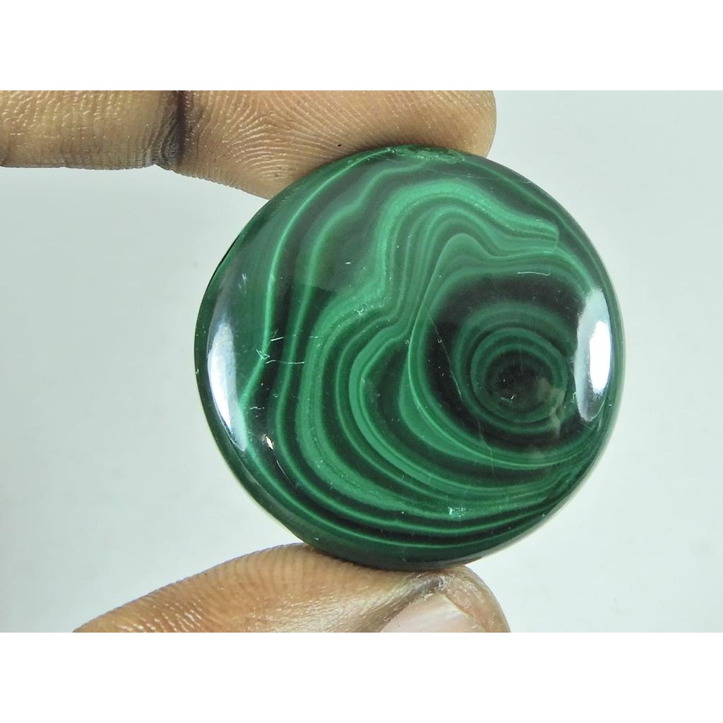 30X31X5MM Natural Green Malachite Round Shape Cabochon Loose Gemstone 73Cts. G-263
