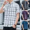 Летняя мужская рубашка в клетку с коротким рукавом, повседневная деловая блузка, не требующая глажки, легкая, дышащая, не мнется