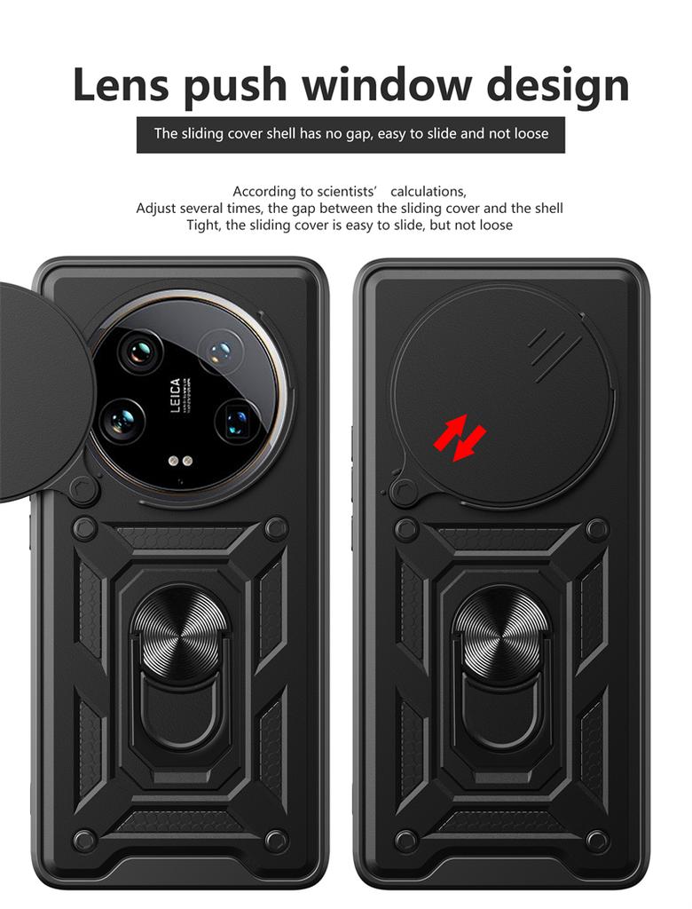 Для Xiaomi Mi 14 Ultra 5G чехол Slide Lens Armor Phone Case для Xiaomi Mi14 Ultra mi 14ultra 6.73 Магнитный держатель Кольцо Задняя крышка