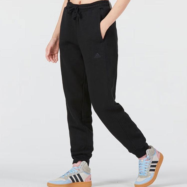 adidas Всесезонные брюки с вышитым логотипом и кулиской по краю, женские брюки черного цвета HK0439