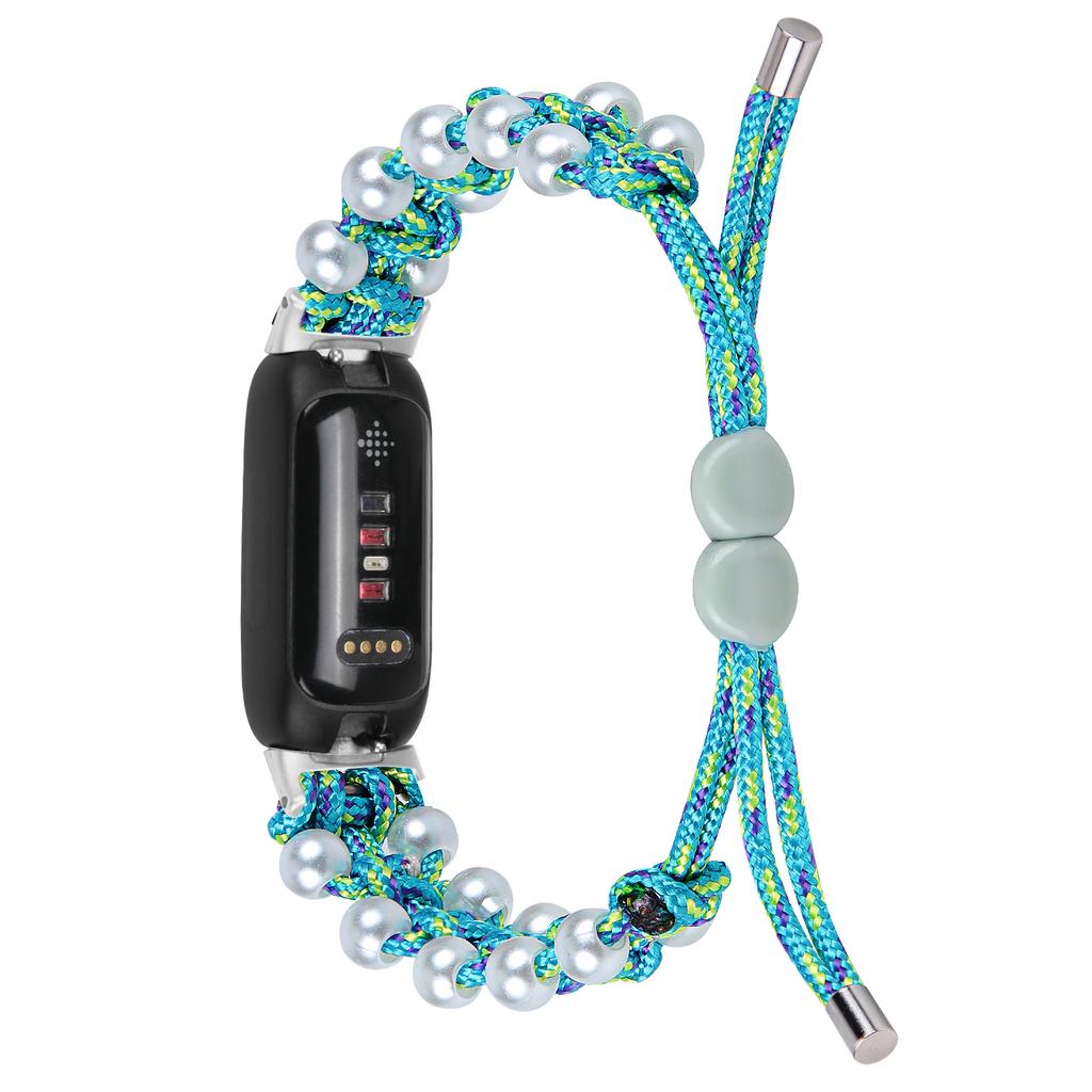 Для Fitbit Inspire 3 Жемчужный Декор Регулируемый Плетеный Веревочный Наручный Ремешок Стильный Ремешок для Смарт-часов