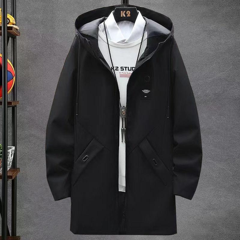 Men Spring Autumn Long Windbreaker Casual Loose Coat Design Solid Color Trench Men Fashion Mens Jackets Outerwear