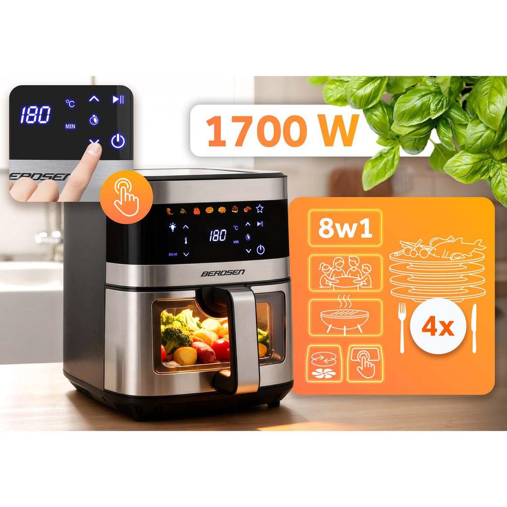 Air Fryer Large Fryer 9.1L Berdsen 1700 W Bd-656 Silver