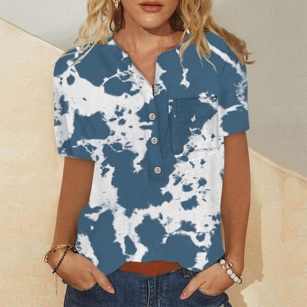 Женские топы с цветочным принтом, женская модная повседневная рубашка с коротким рукавом на пуговицах, блузка