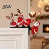 Creative Christmas Door Ornament Frame Corner Decor, Wooden Santa Reindeer Topper Claus Pendant Ornament, Table EdgeDecoration for Home Shop