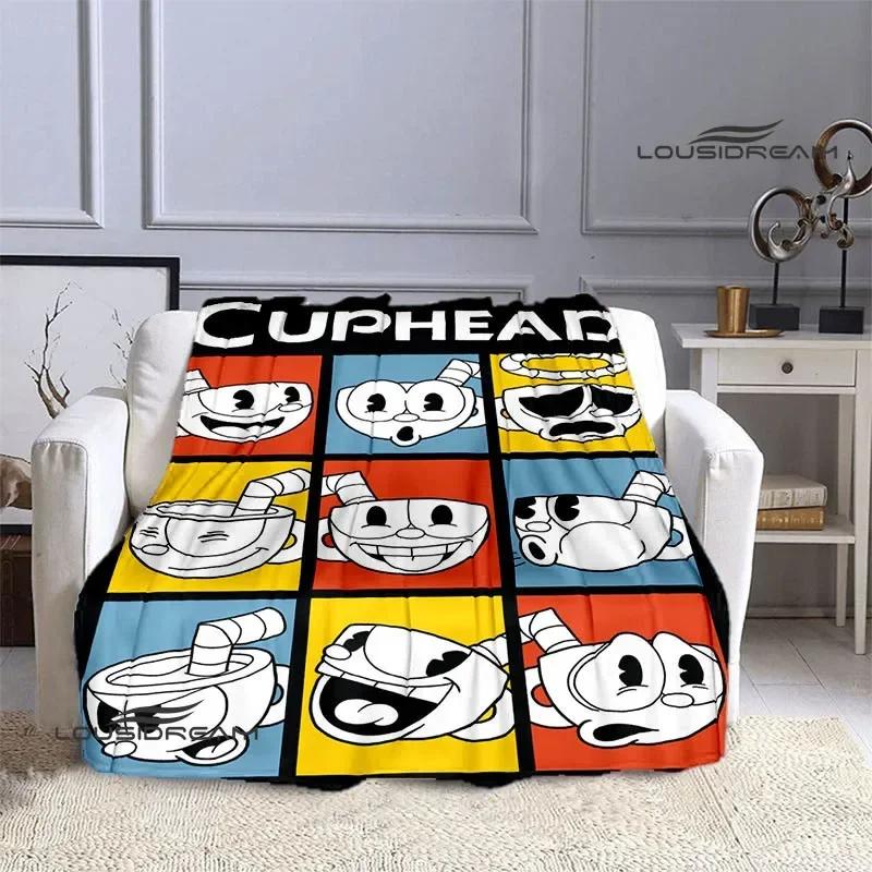 Мультяшные одеяла с принтом Cuphead Плед для пикника Модные постельные принадлежности Фланелевое теплое одеяло Мягкое и удобное одеяло Подарок на день рождения