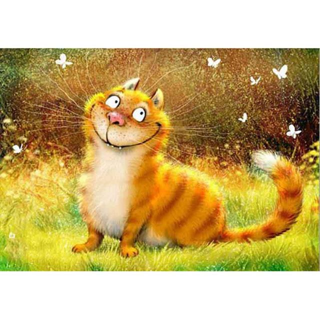 5D Алмазная вышивка Синие кошки Животное Полный круглый Алмазная картина Набор для вышивки крестом