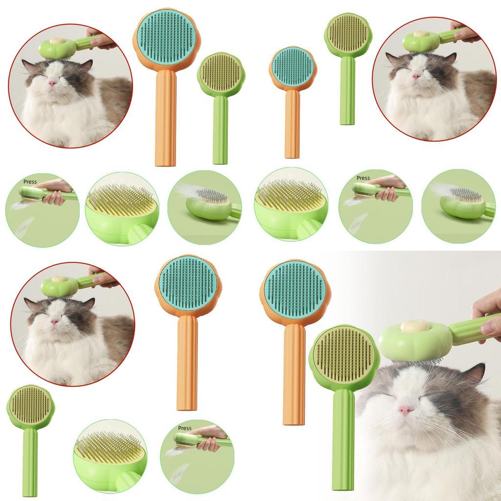 New Sunflower Pet Grooming Brush Self-cleaning, Curved Teeth, And Resin Protection For A Gentle, Spa-like Experience