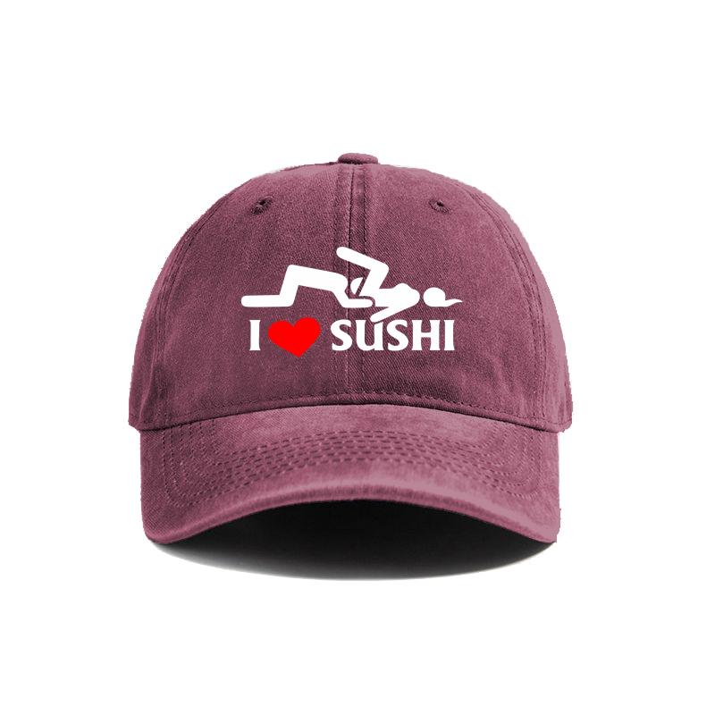 Бейсбольная кепка I Love Sushi, летние шапки для папы, регулируемые хлопковые кепки унисекс, MZ-471