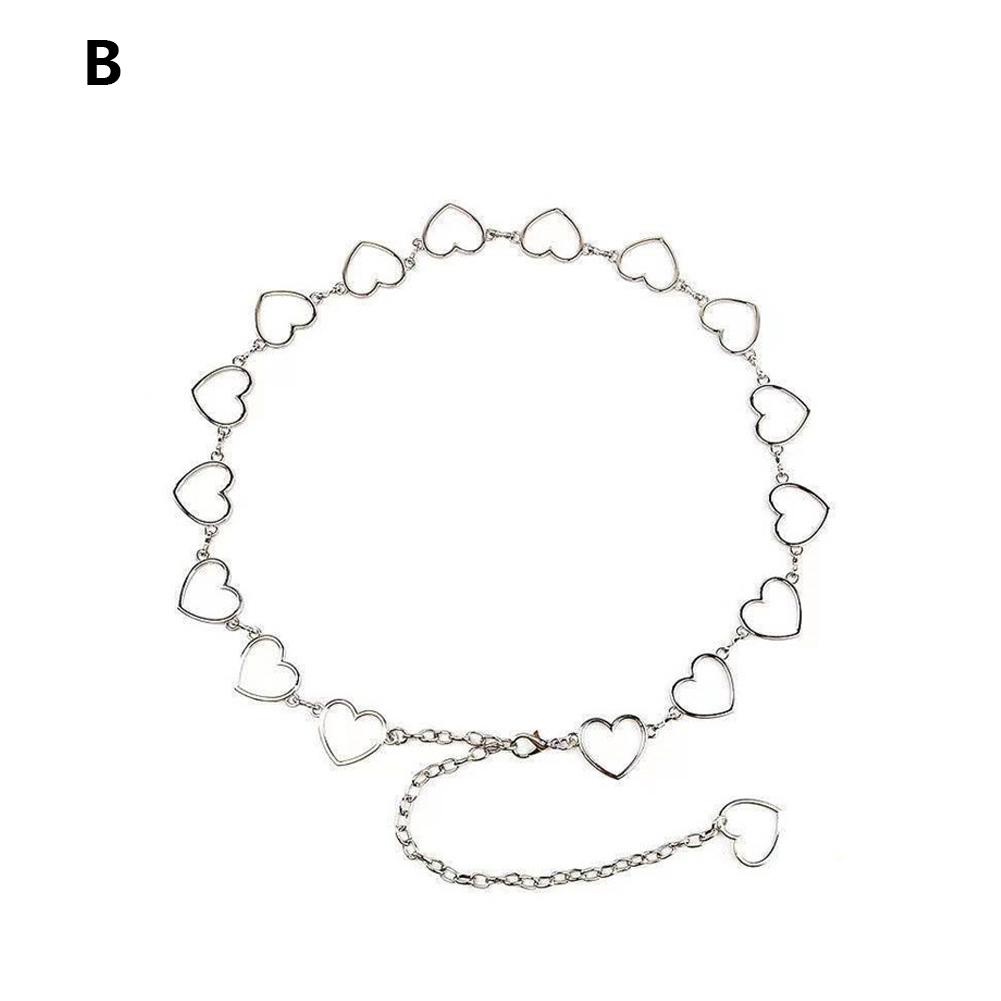 Women's Metal Waist Chain Fashion Heart Versatile Personalized Women's Waist Waistband Chain Be F3C5