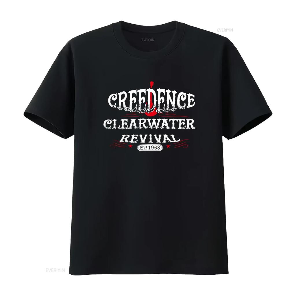 Vintage 1968 Creedence Clearwater Revival Rock Band Print Casual T Shirt Vintage Washed Designer Clothes Soft Homme Stretched
