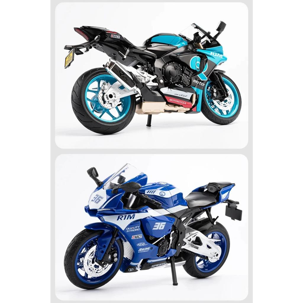 1/9 Yamaha YZF-R1M Сплав Спортивный Мотоцикл Металлические Литые Модели Уличный Гоночный Мотоцикл Модель Высокая Симуляция Звук и Свет Детские Игрушки Подарок