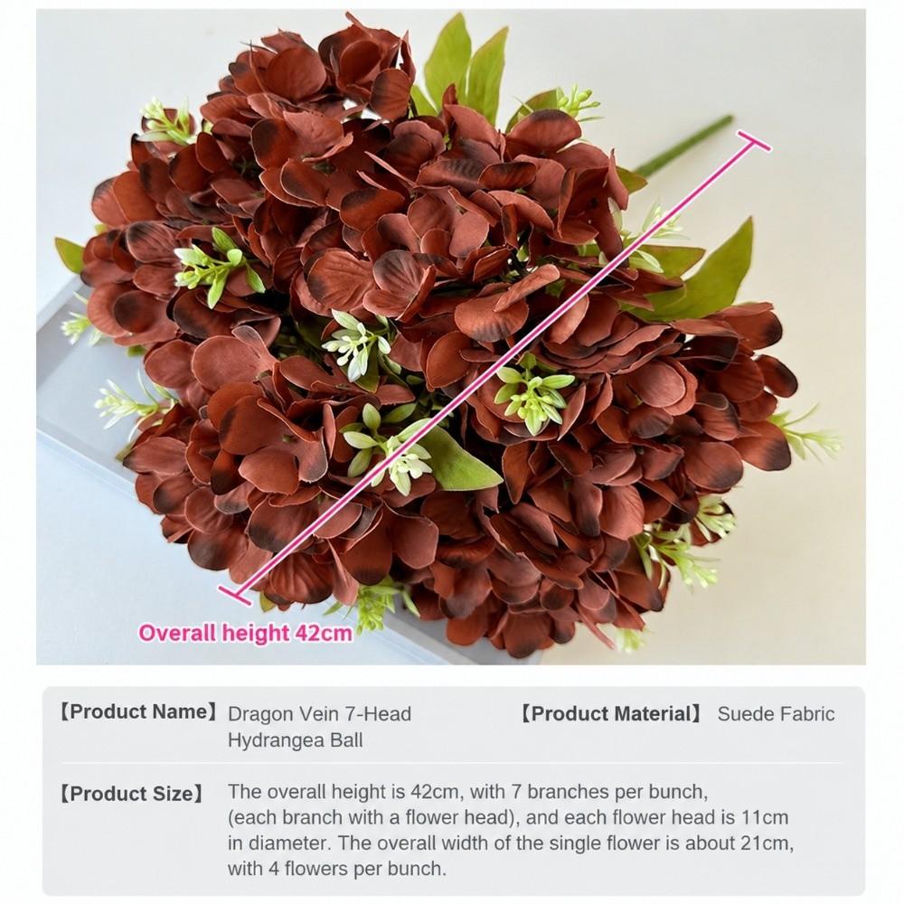 Silk Fake Hydrangea Flowers 7 Heads Bridal Hydrangea Bouquet for Home Party Wedding