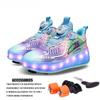 NEW Women 2-Wheel Roller Skates Girl's Sneakers with Wheels Retractable Dual-purpose Kids Speed Skating Sports Shoes with Brake