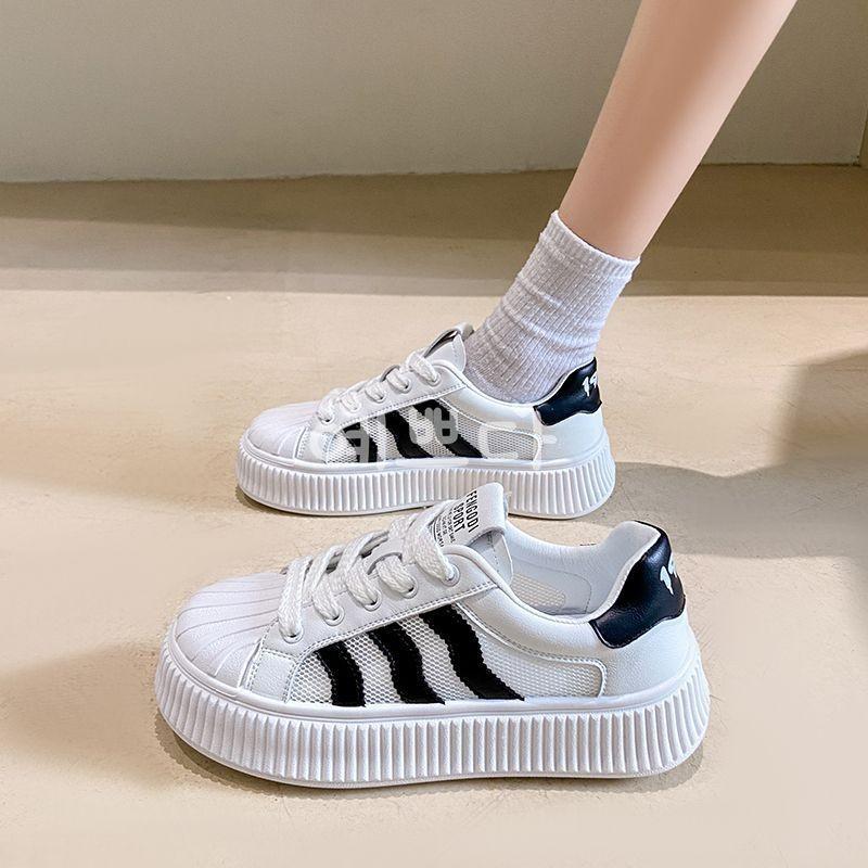 Дышащая обувь с сеткой, женские весенне-летние белые туфли, новые парусиновые туфли для скейтбординга, женские универсальные туфли на толстой подошве