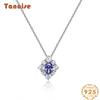 Ювелирные изделия Tancision Серебряное ожерелье Темперамент Сапфировый цветок 6 * 9 Геометрический кулон 925 40 + 3