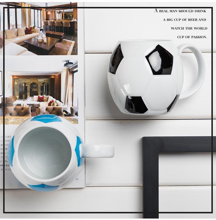 Керамическая персонализированная чашка для воды с футбольным дизайном, прочные кружки, кофейная чашка