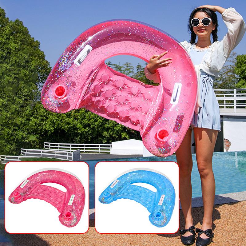Adult And Children'S Water Leisure Lounge Chair Outdoor Water Play Pvc Inflatable Transparent Sequin Seat Floating Row Quality