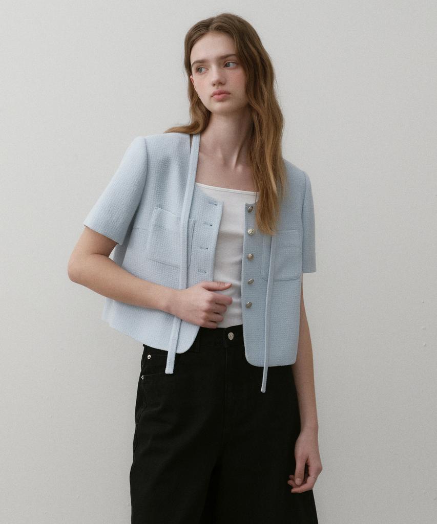 Куртка Ostkaka Tweed Single Crop Небесно-голубая