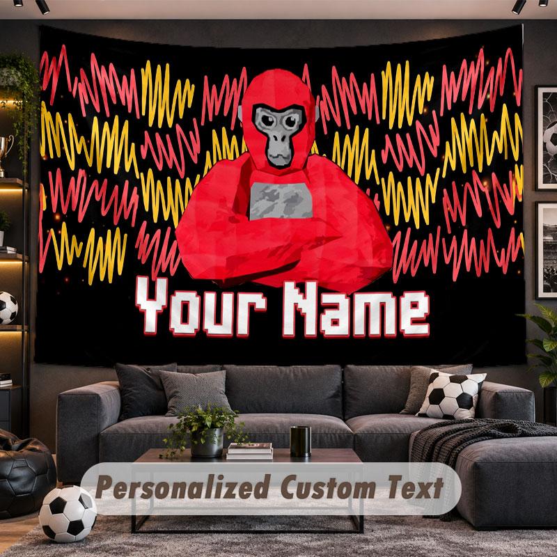 Wall Hanging Tapestry Custom NameGorilla Tag Pattern Personalized Printed Fabric Wall Decor