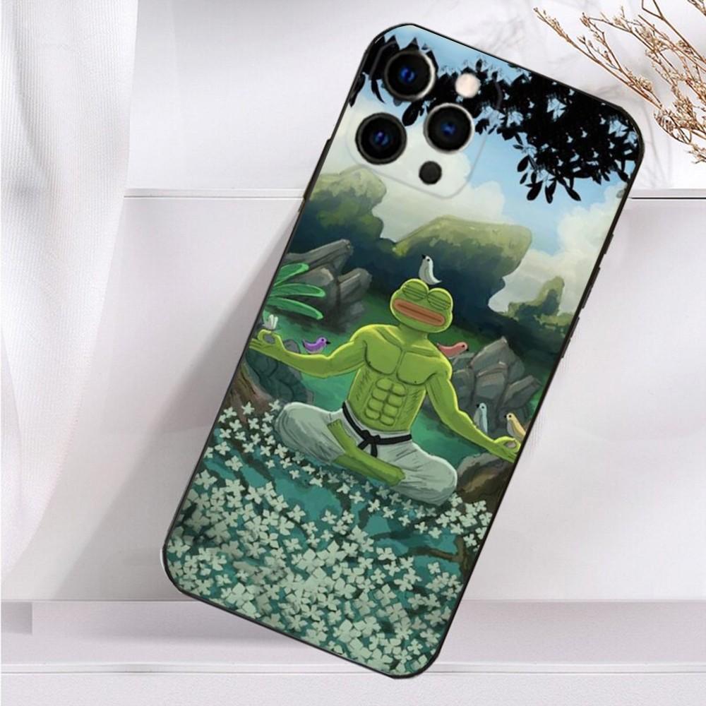 Funny P-Pepe the Frog Phone Case For iPhone 16,15,14,13,12,11 Plus,Pro Max,XS,X,XR,SE,Mini,8,7 Soft Silicone Black Cover