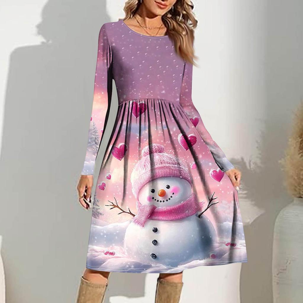 Женское повседневное платье с градиентным принтом, весеннее, с карманом, с круглым вырезом, с длинным рукавом