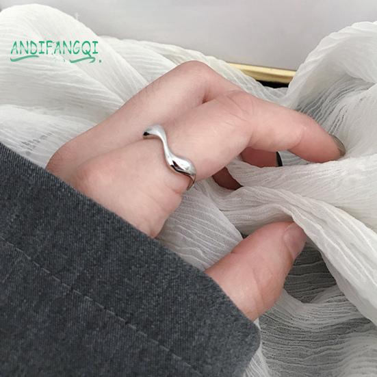 Кольцо на палец с гладким гальваническим покрытием - регулируемая геометрическая форма, декоративная полировка, однотонная неравномерная волна, ювелирные изделия для помолвки