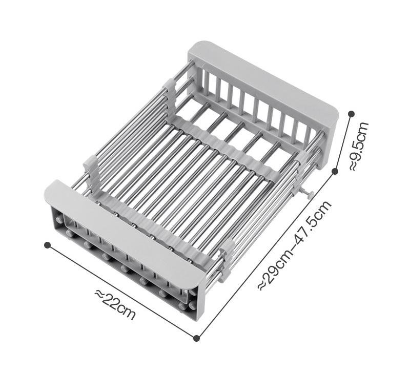 Adjustable Stainless Steel Dish Drainer, Drain Rack Fruit and Vegetable Washing Drainer, Tableware Drain Basket, Kitchen Storage