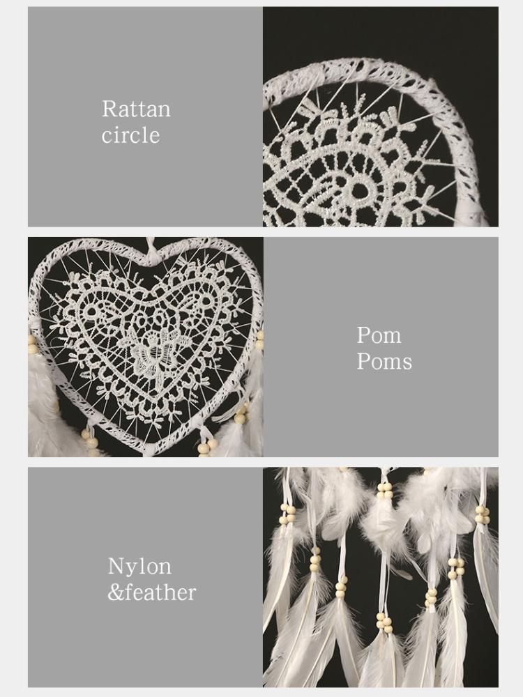 White/Pink Beaded DreamcatcherDream Catcher Wind Chimes Handmade for Car Kids Bed Room Wall Hanging Decoration