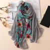 Embroidered Flower Scarf Cotton Women Long Wrap Bandana Scarves Girl Shawl Gift