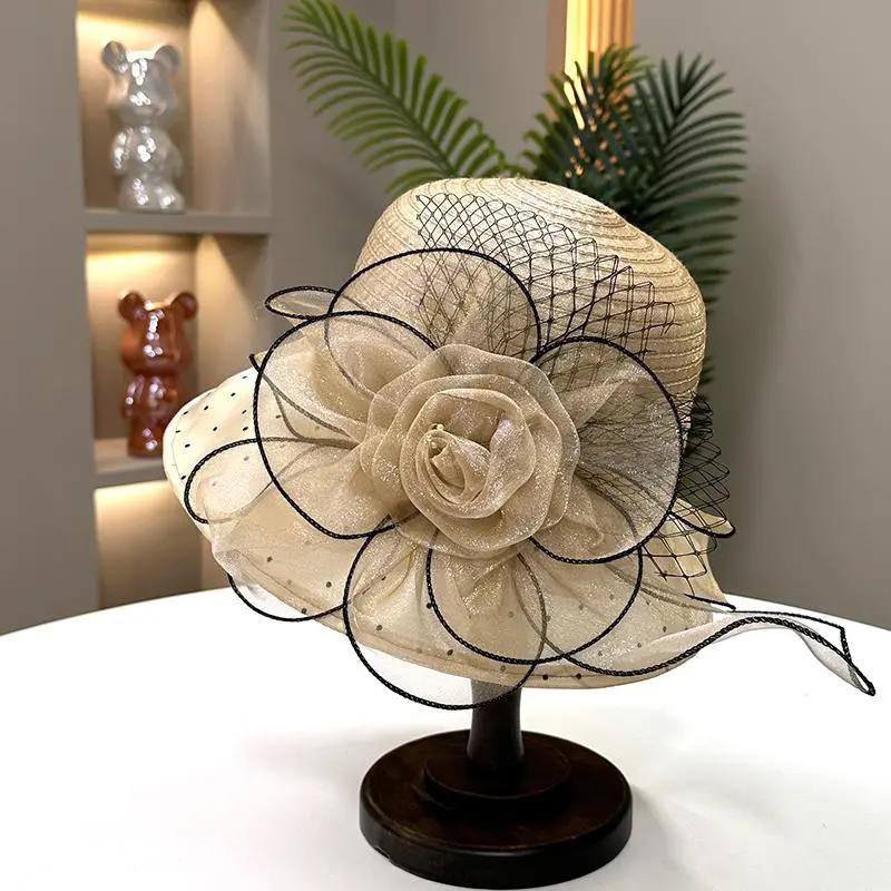 WTEMPO Элегантные сетчатые лоскутные однотонные повседневные универсальные шляпы женские летние большие поля складные солнцезащитные пляжные шляпы