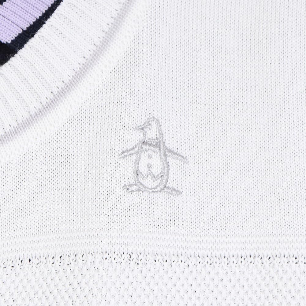 Трикотажный жилет с круглым вырезом без рукавов жаккардовый простой гольф MGWXJL82 WH00 [Munsingwear] женский (белый)