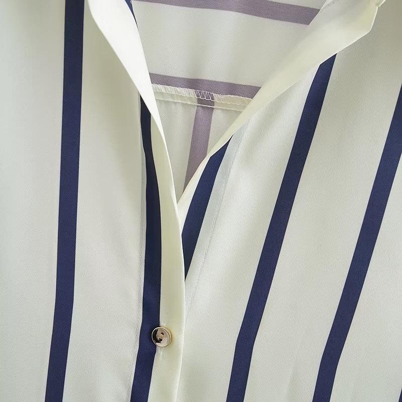 Женские блузки весна-осень полосатая свободная фактура принтованная рубашка