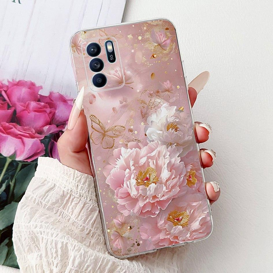 For OPPO Reno 6 6Z 5G Case CPH2237 CPH2251 Cover Fashion Flower Soft Silicon Bumper on OPPO Reno6 Pro CPH2249 Reno6 CPH2235 Capa