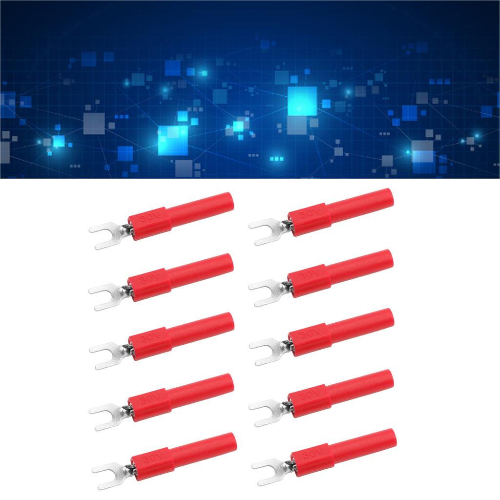 10pcs 4mm Fork Spade Wire Connectors U Type Electrical Crimp Terminal for Testing Multimeter