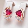 Red Zircon Elegant Geometric Vintage Earrings for Women Golden Earrings Personality Jewelry Party Accessories Daily Gifts